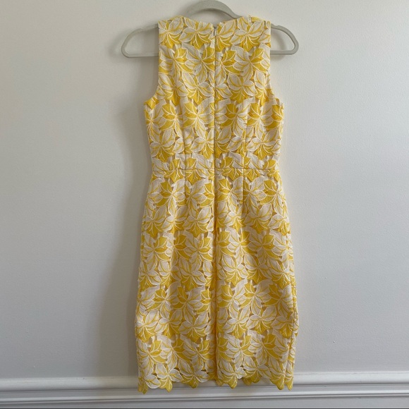 WHBM Yellow White Tonal Lace Sheath Dress - 2 - Picture 6 of 14